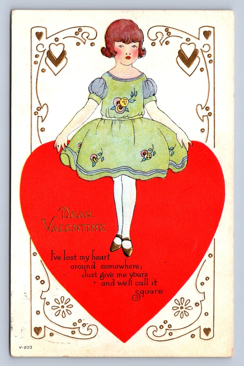 J93/ Valentine's Day Love Holiday Postcard c1910 Pretty Girl