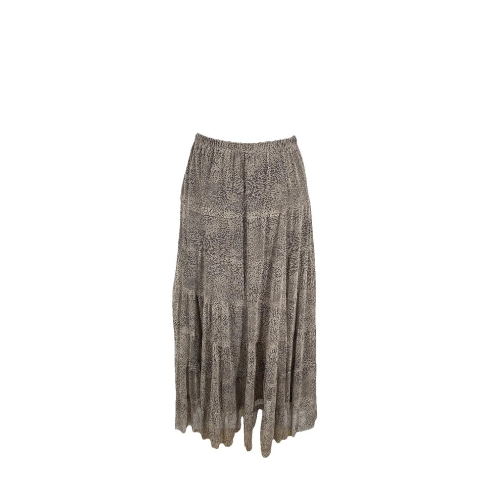 Saia maxi feminina de malha para Cynthia média acinzentada floral em camadas boho hippie Y2K - Imagem 3 de 4