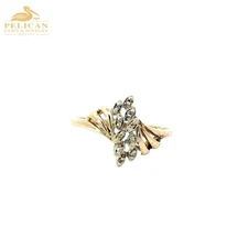 Woman's Diamond Waterfall Ring in 10K Yellow Gold .010CTW (PBR115046)