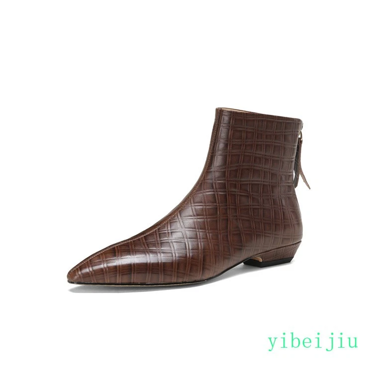 Женские вкратце носок ботильоны проверить из натуральной кожи туфли комфорт моды весна - Изображение 2 из 4