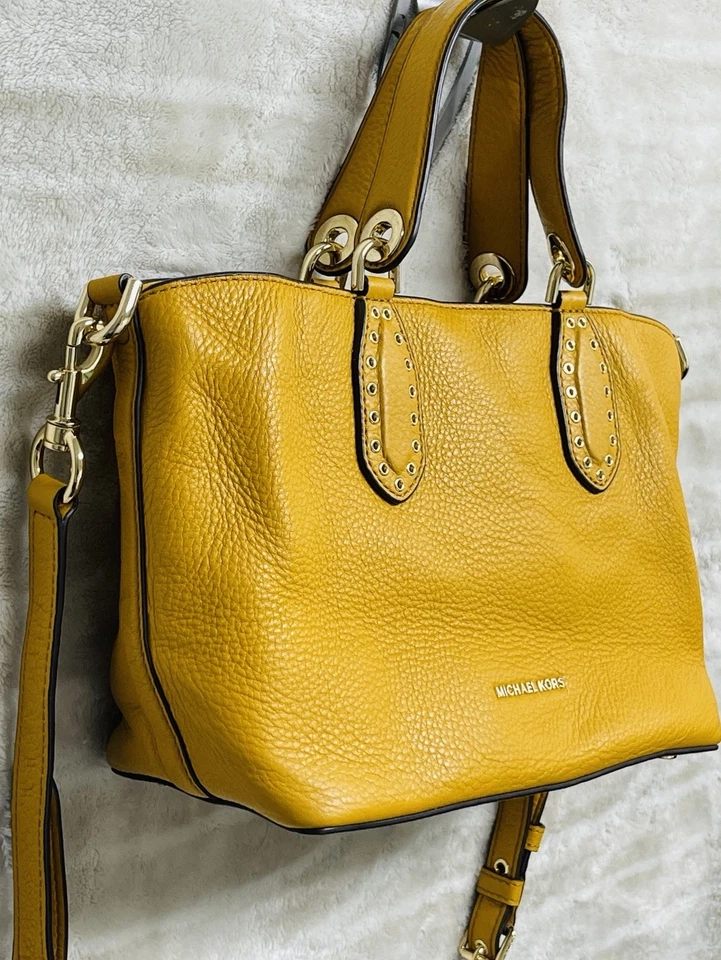 Michael Kors Brooklyn Cartera Bolso de Mano Cartera Bandolera/Bolso de Hombro Cuero Amarillo Foto 3 de 4