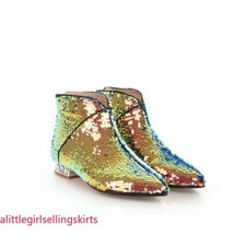 Womens Glitter Pointed Toe Sequins Ankle Boots Dress Party Evening Shoes Fashion