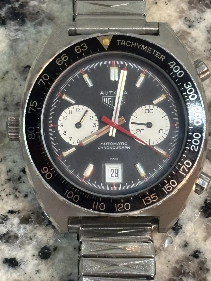 *Raro* Reloj Automático Vintage Heuer Autavia Viceroy "Reverse Panda" Esfera 11630V Foto 2 de 4
