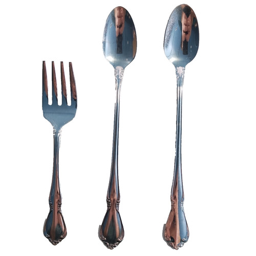Set of 2 Oneida Chateau Stainless Infant Feeding Spoons 5.5" & 1 Baby Fork 4.25"