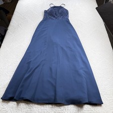 Hayley Paige Occasions Gown Women 6 Navy Lace Halter Chiffon Maxi Formal 5715