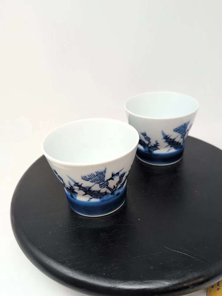Pair Of Japanese Blue And White Porcelain Arita-yaki Teacups - Image 4 of 4
