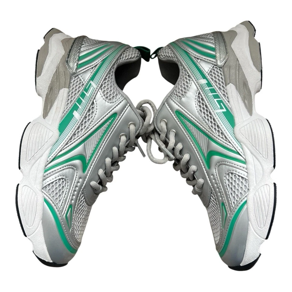 Steve Madden Women's Grey Speedster-e Trainers White and Green Sneakers Size 9. - Image 3 of 4
