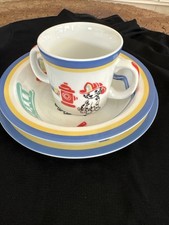 Set Of 3 Tiffany & Co Fire Station- Japan 2005 - Childs Set- Plate, Bowl and Cup