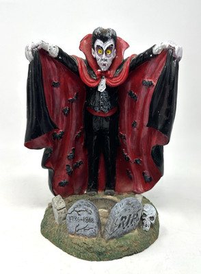 Vintage Vampire Dracula Statue Halloween Tea Votive Candle Holder Fright Light