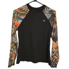 Hurley Rash Guard Scattered Palm Swim Shirt Womens SM UPF 50 Long Sleeve EUC
