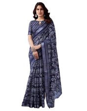 Women's Cotton Printed Saree With Unstitched Blouse Piece