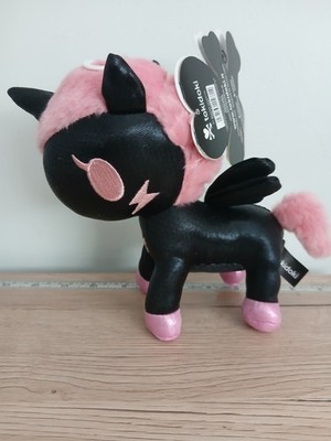 Tokidoki Einhorn DJ Glitzer schwarz weiches Plüschtier neu mit Etikett