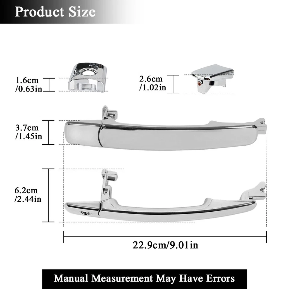 Manija de puerta cromada exterior exterior delantera trasera izquierda/derecha para Nissan Rogue Foto 2 de 4