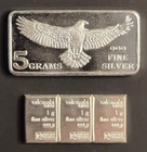 .999 Fine Silver Bar Lot 8g Total (3g Valcambi + 5g Monarch Mint) 2026 New
