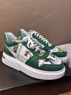 Girotti Men s Cartoon Green Lace Up Platform Sneakers EU43/US10 New