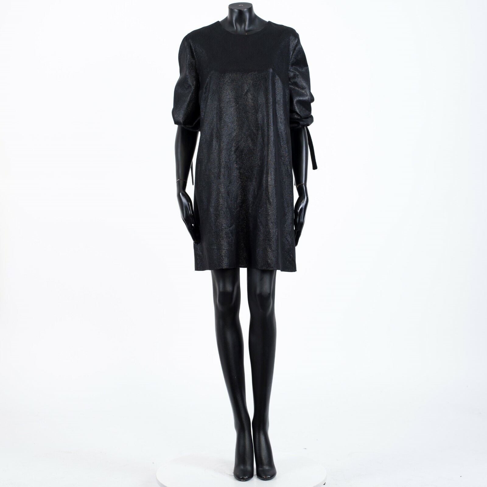 Mini abito nero SAINT LAURENT PARIS 2290 $ maniche a palloncino seta...