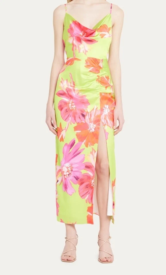 Vestido MILLY Lillana Flotante Cosmos Midi Sin Mangas Floral HERMOSO COMO NUEVO Brillante 4/6 Foto 2 de 4