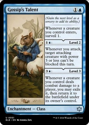 X 1 Gossip's Talent NM-M Bloomburrow 051 MTG Magic The Gathering