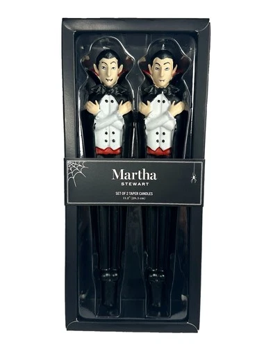 Martha Stewart Vampire Taper Candles Set of 2 Halloween Goth Decor NIB 11.2 in - product listing photo
