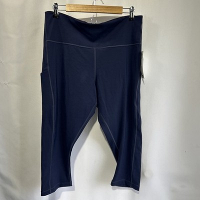 Athleta Womans Sz 2X Ultimate Stash Pocket Capri Blue Yoga Athletic Leggings NEW