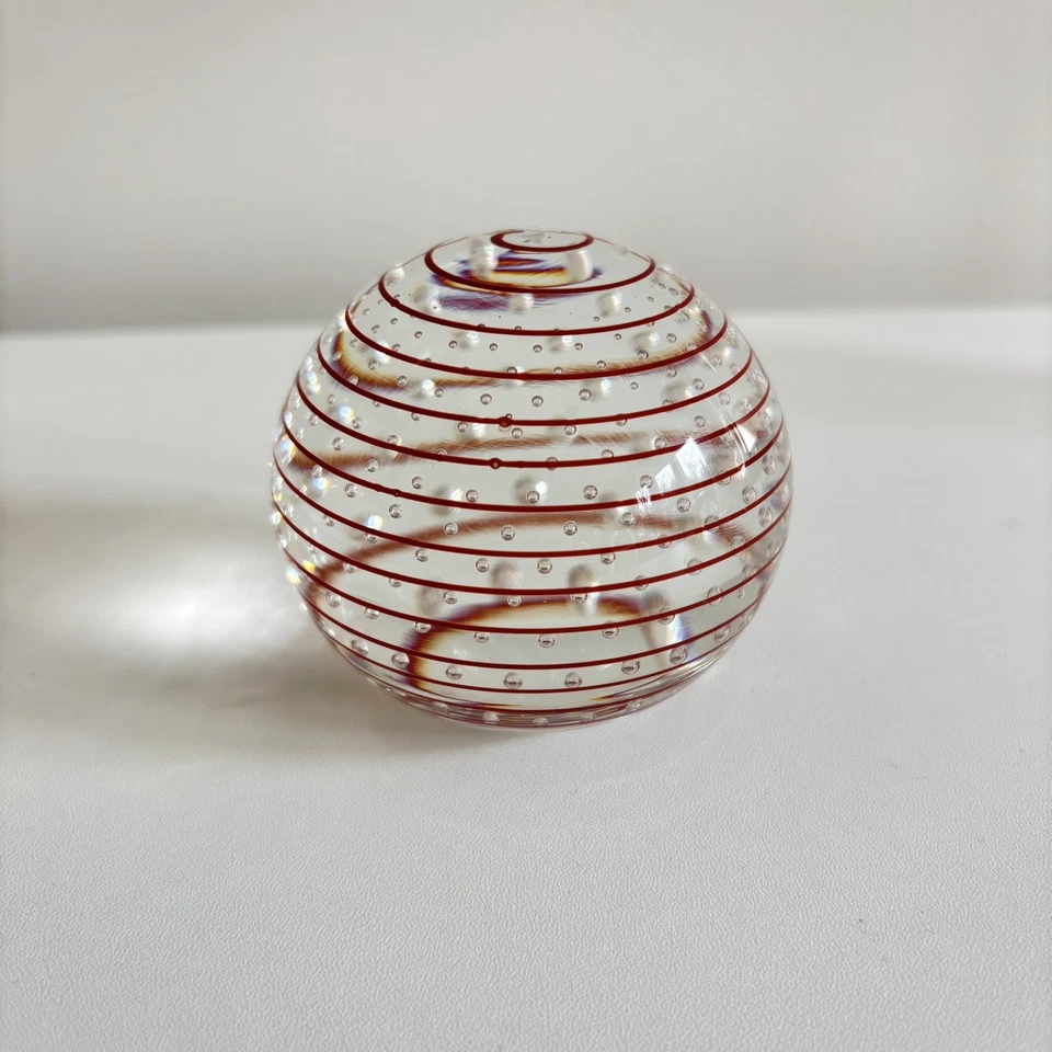 Vintage KSU brown Swirl & bubbles Glass Paperweight Handblown Art Glass - Image 4 of 4