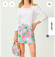 Lilly Pulitzer NWT La Costa Mini Skort Sz 4 Multi Crazy Quilt Bow Accent