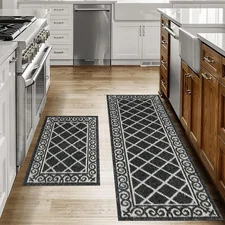 HEBE Kitchen Rug Sets 2 Piece with Runner Non Slip Kitchen Rugs and Mats Wash...