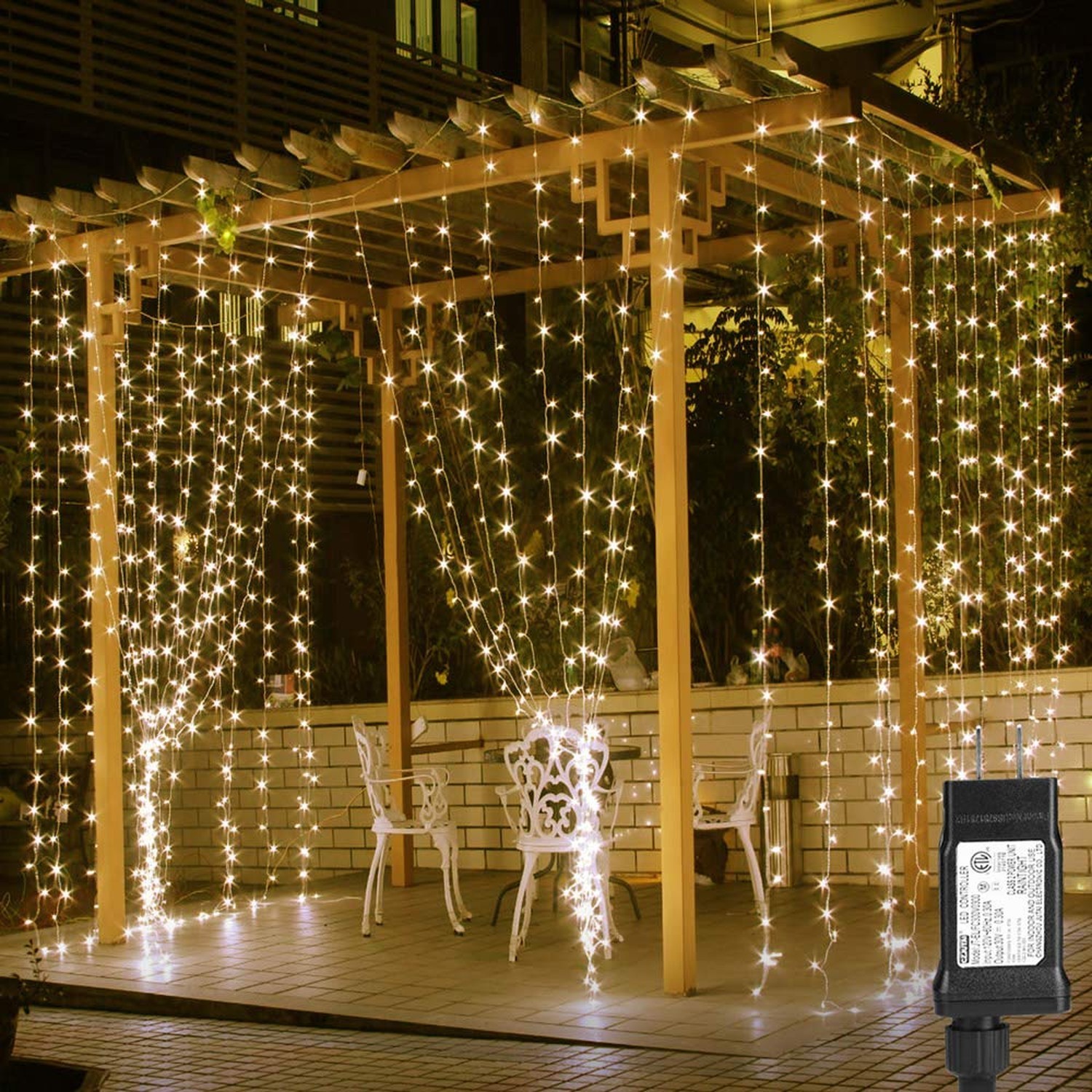 Lighting EVER 594 LED Fairy Curtain Lights 20x10ft Plug-in Hanging String for Indoor Outdoor Decor
