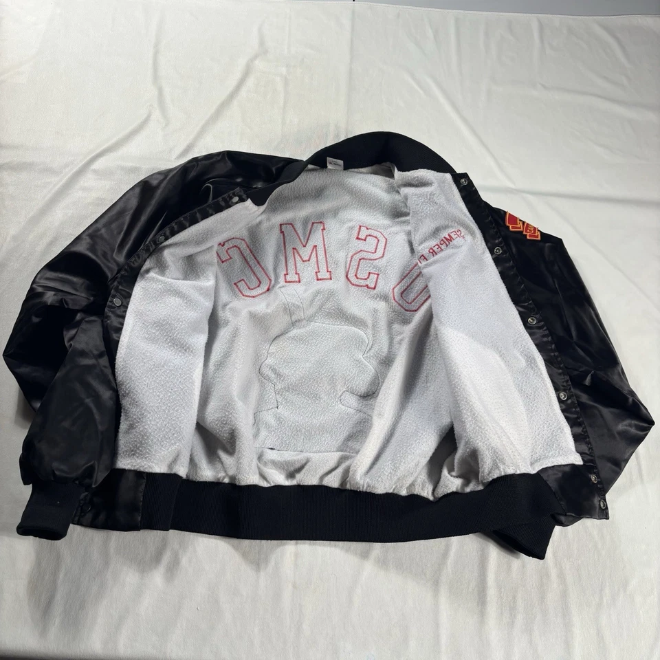 Chaqueta de satén vintage USMC Marines para hombre grande negra Foto 3 de 4