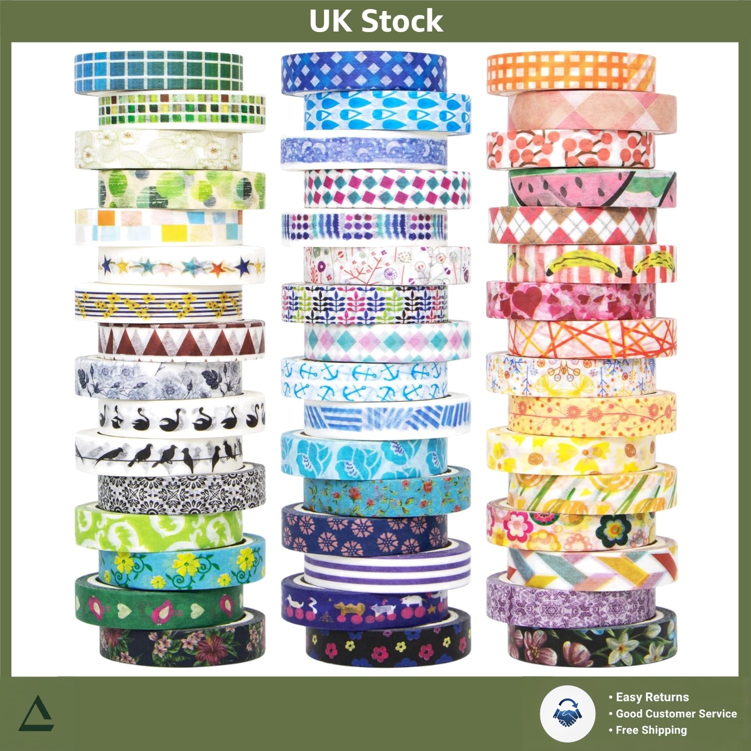 Vibrant Floral Washi Tape Set 48 Rolls Decorative Craft DIY 8mm Wide