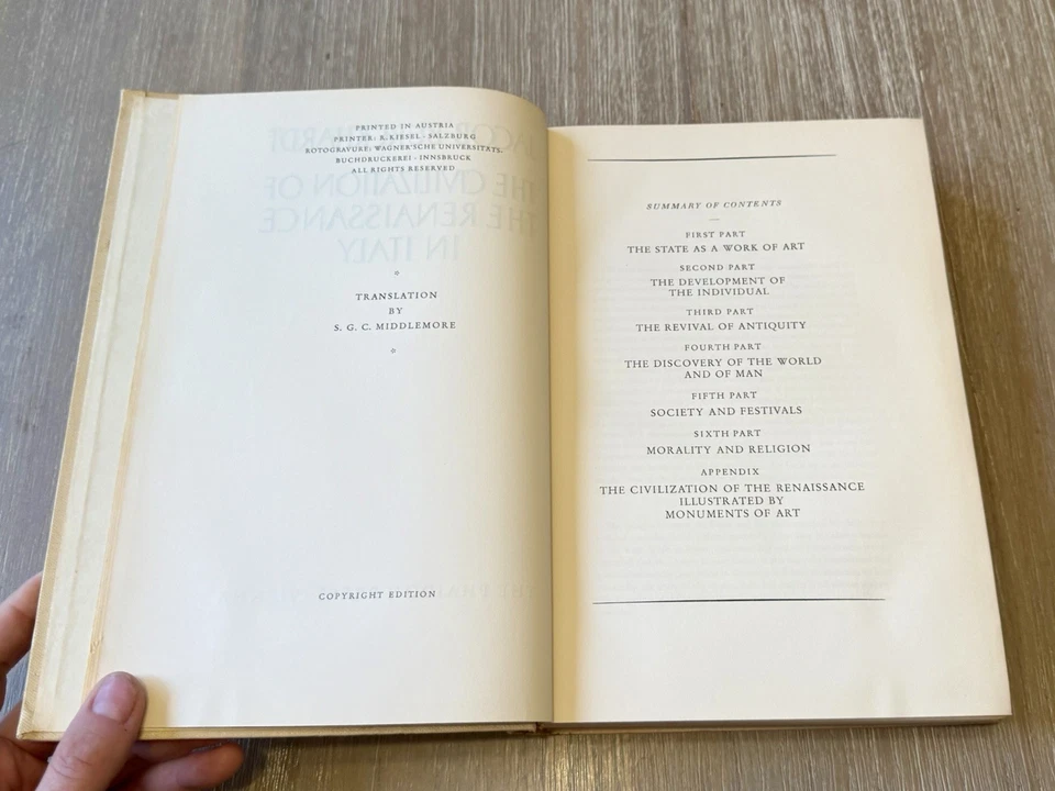 Civilization of Renaissance in Italy by Jacob Burckhardt 1944 HC/Austria Print - Image 3 of 4