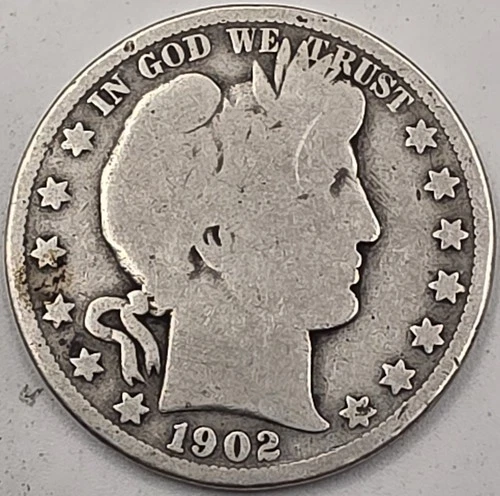 1902-S (.3617 OZ SILVER) Barber Silver Half Dollar  *SILVER*