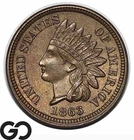 1863 Indian Head Cent Penny, Super Nice Choice BU++/Near Gem Tougher Date