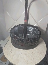 Vintage Chocolate With Red Accent Palm Chinese Basket