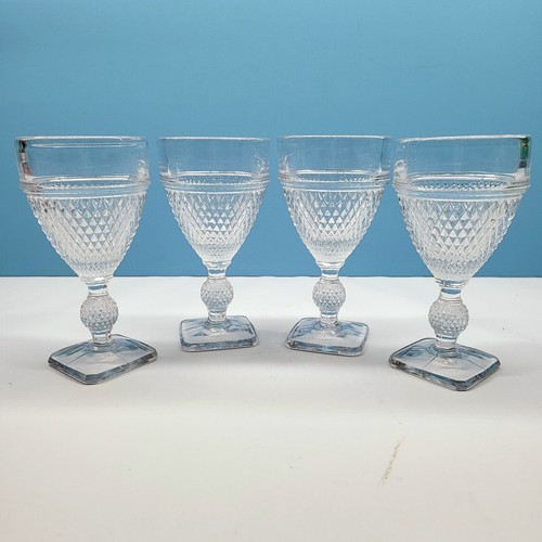 Vintage Cambridge Mt Vernon Wasserkelche mit Stiel quadratische Basis 4er Set - 5" hoch