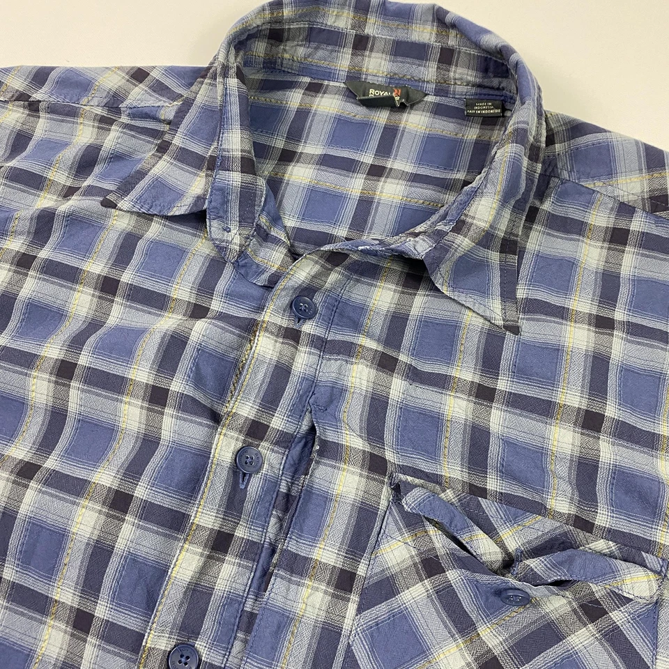 Royal Robbins Shirt Mens XL Blue Plaid Short Sleeve Relaxed Fit Nylon - Image 2 of 4