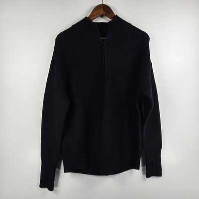Lillusory Women's Size Small Black 1/4 Zip Pullover Sweater NWT