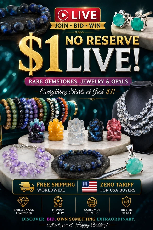 💎 $1 NO RESERVE LIVE! Rare Gemstones, Jewelry & Opals