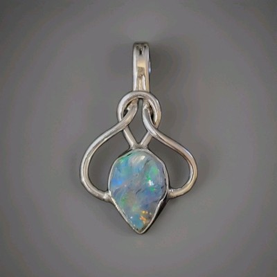 Äthiopischer Opal poliert grob 925 Sterling Silber Anhänger 2423