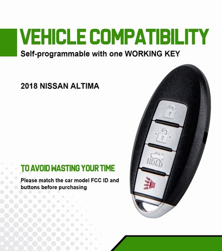 Smart Car Key Remote 2016-2018 Nissan Altima with DIY Programmer CWTWBU735 - Picture 3 of 4