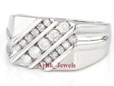 Anello In Argento Placcato Oro Bianco 14K Con Moissanite Per Uomo #712