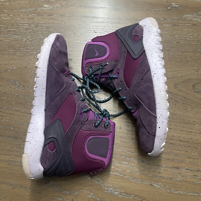 Nike Koth Mid Sneakers Womens Size 7 Purple Suede High Top Lace Up Zipper Back