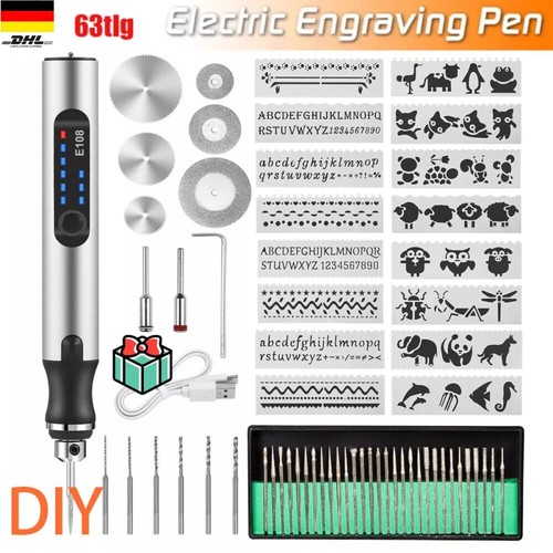 63tlg Set Elektrische Schleifen Mini Gravur-Stift-Schleifmaschine DIY Werkzeuge - Bild 11 von 12