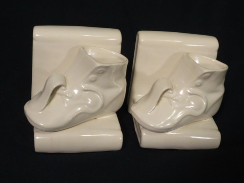White Ceramic Baby Shoe Bookends Pair Vintage - Picture 2 of 8