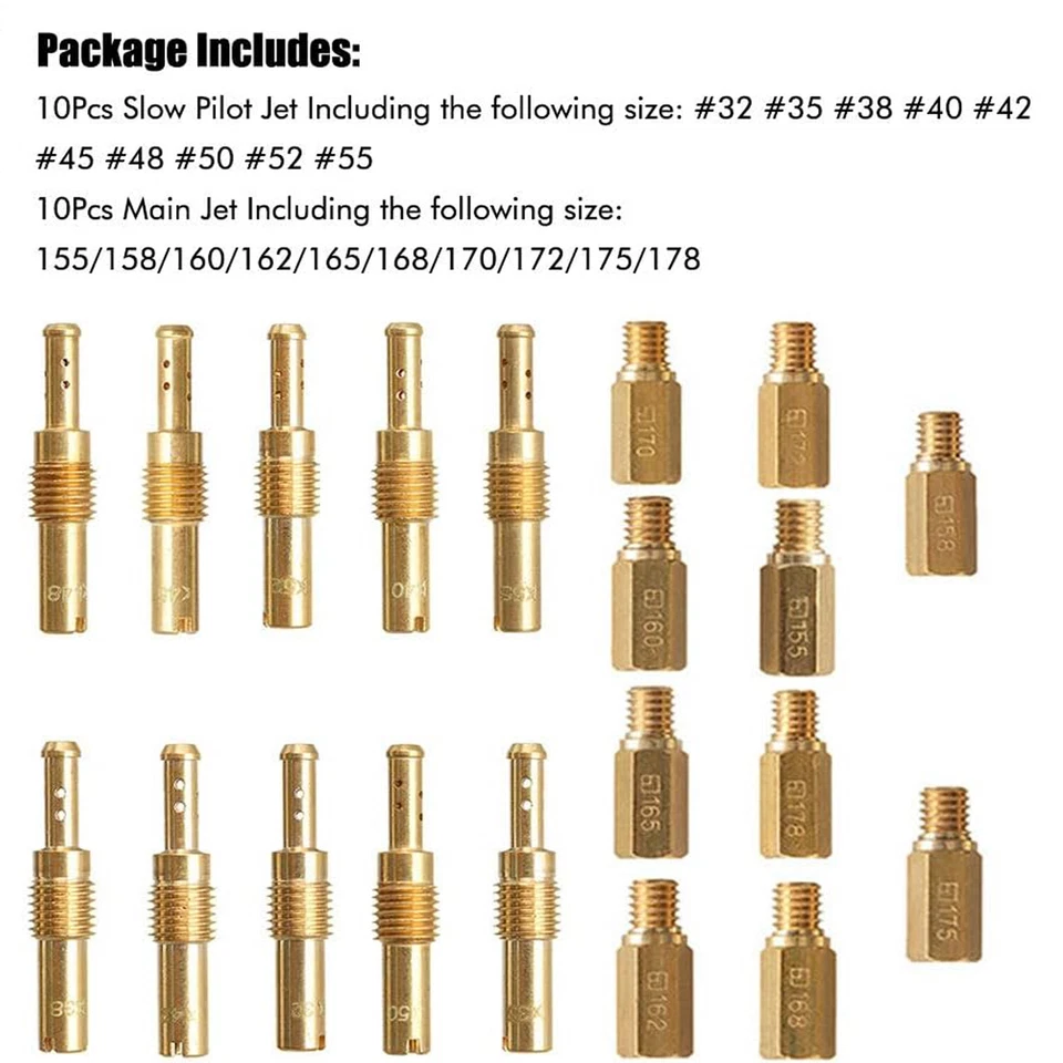 Kit de jatos principais carburador 10 peças e jato piloto lento 10 peças para PWK Keihin OKO CVK PWM - Imagem 4 de 4