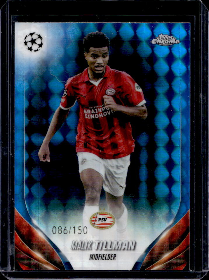 2023 Topps Chrome UEFA Malik Tillman Blue Geometric Refractor #/150 #142