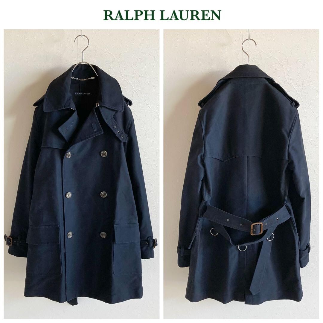 アウターその他 LAUREN RALPH LAUREN Woman Trench coat Blue 297967126 004 Lauren Ralph Lauren Women's Size XL IAC Navy Taffeta Belted
