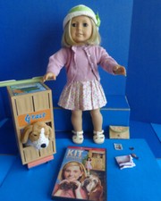 18" KIT KITTREDGE AMERICAN GIRL DOLL WITH SCOOTER, DOG GRACE, DVD, ETC RETIRED