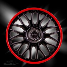 4x Radkappen 16 Zoll schwarz + roter Rand Radzierblenden