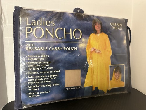 New Vintage Ladies Poncho Beige W/Storage Pouch By Berkshire - One Size Fits ALL